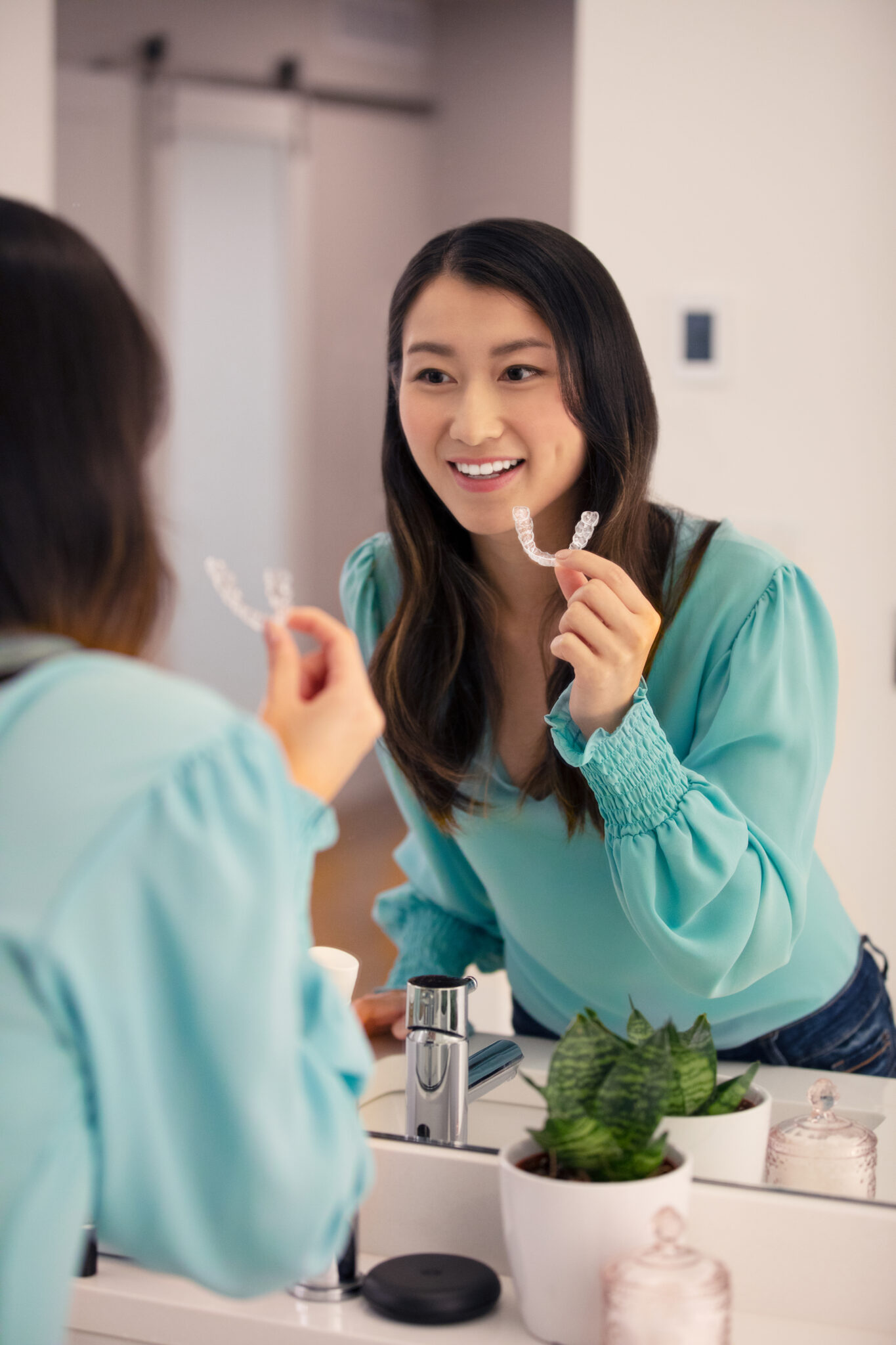 Trying Invisalign In The Bathroom